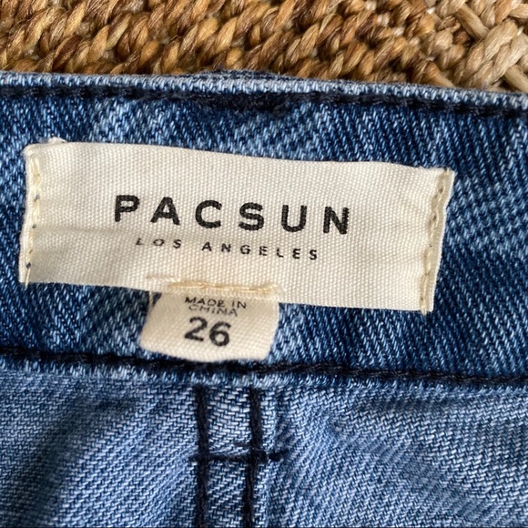 PacSun Plaid Frayed Denim Mini Skirt - Picture 3 of 8